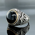 Men Handmade Round Natural Black Onyx Gemstone Ring