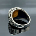Anillo de plata con piedra preciosa de ojo de tigre minimalista cuadrado para hombre