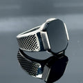 Men Silver Classic Minimal Onyx Gemstone Ring