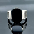 Men Silver Classic Minimal Onyx Gemstone Ring