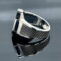 Men Silver Classic Minimal Onyx Gemstone Ring