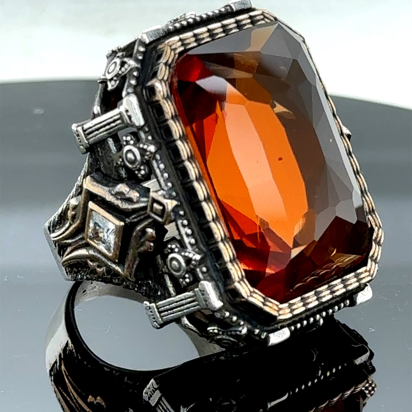 Men Large Zultanite Gemstone Square Ottoman Ring