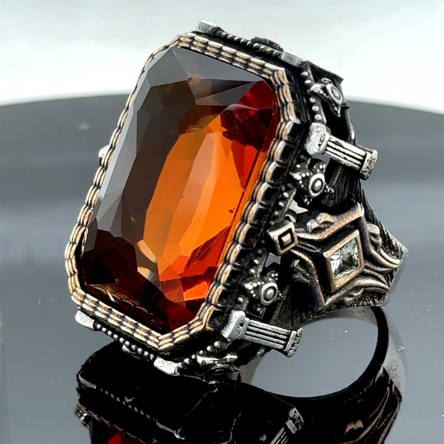 Men Large Zultanite Gemstone Square Ottoman Ring