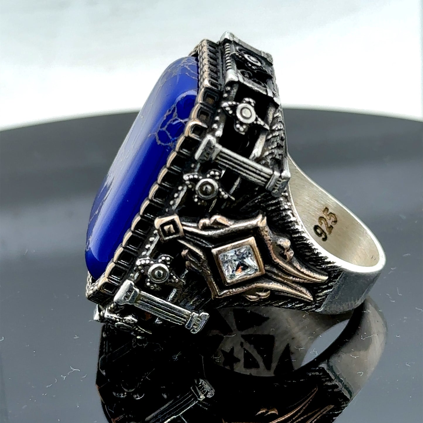 Men’s Silver Handmade Large Lapis Lazuli Ring