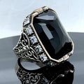 Silver Handmade Large Black Onyx Gemstone Ring