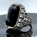 Silver Handmade Large Black Onyx Gemstone Ring
