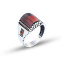 925 Silver Men Red Garnet Gemstone Handmade Ring