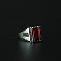 925 Silver Men Red Garnet Gemstone Handmade Ring