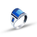 Anillo de plata 925 con zafiro para hombre, hecho a mano