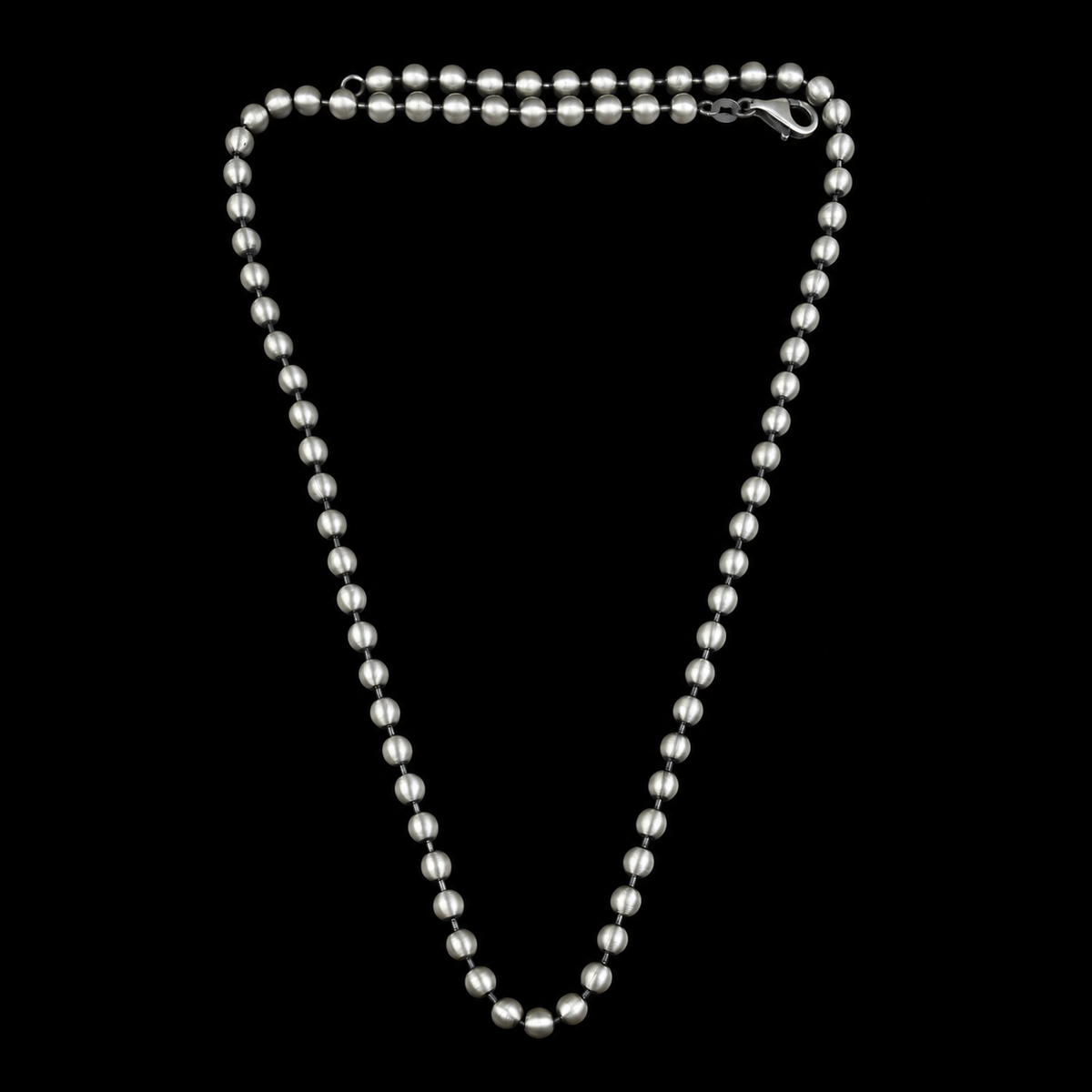 925 Sterling Silver 5mm Oxidized Ball Chain Necklace for Men