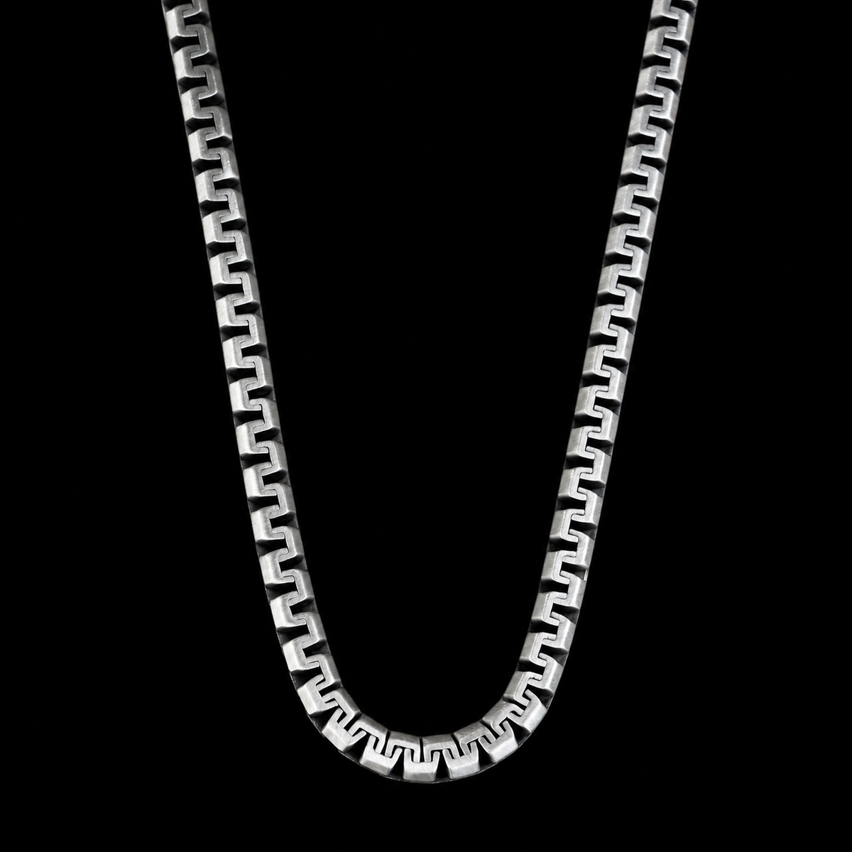 925 Sterling Silver 5mm Greek Meander Chain Necklace