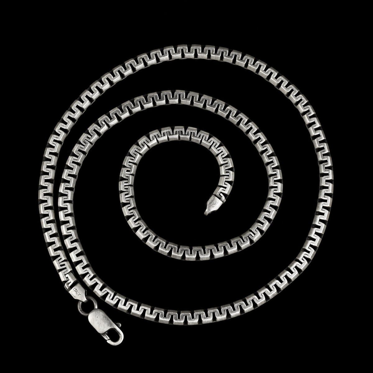 925 Sterling Silver 5mm Greek Meander Chain Necklace