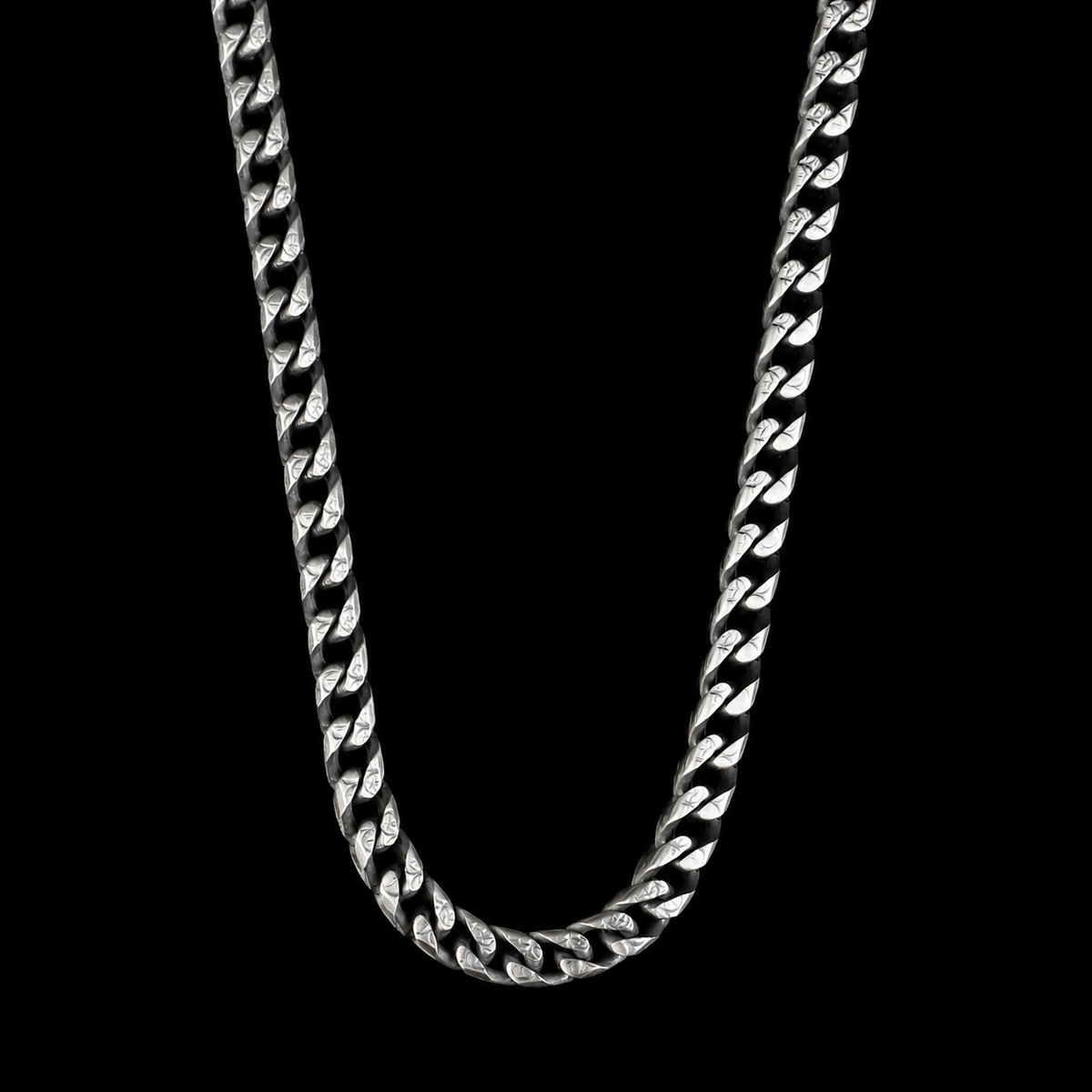 925 Sterling Silver 5mm Oxidized Curb Chain Necklace for Men