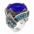 925 Sterling Silver Sapphire Ring for Men – Vintage Ottoman Style