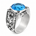 925 Sterling Silver Aquamarine Ring – Vintage Ottoman Signet Style