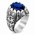 925 Sterling Silver Sapphire Ring for Men – Vintage Ottoman Style