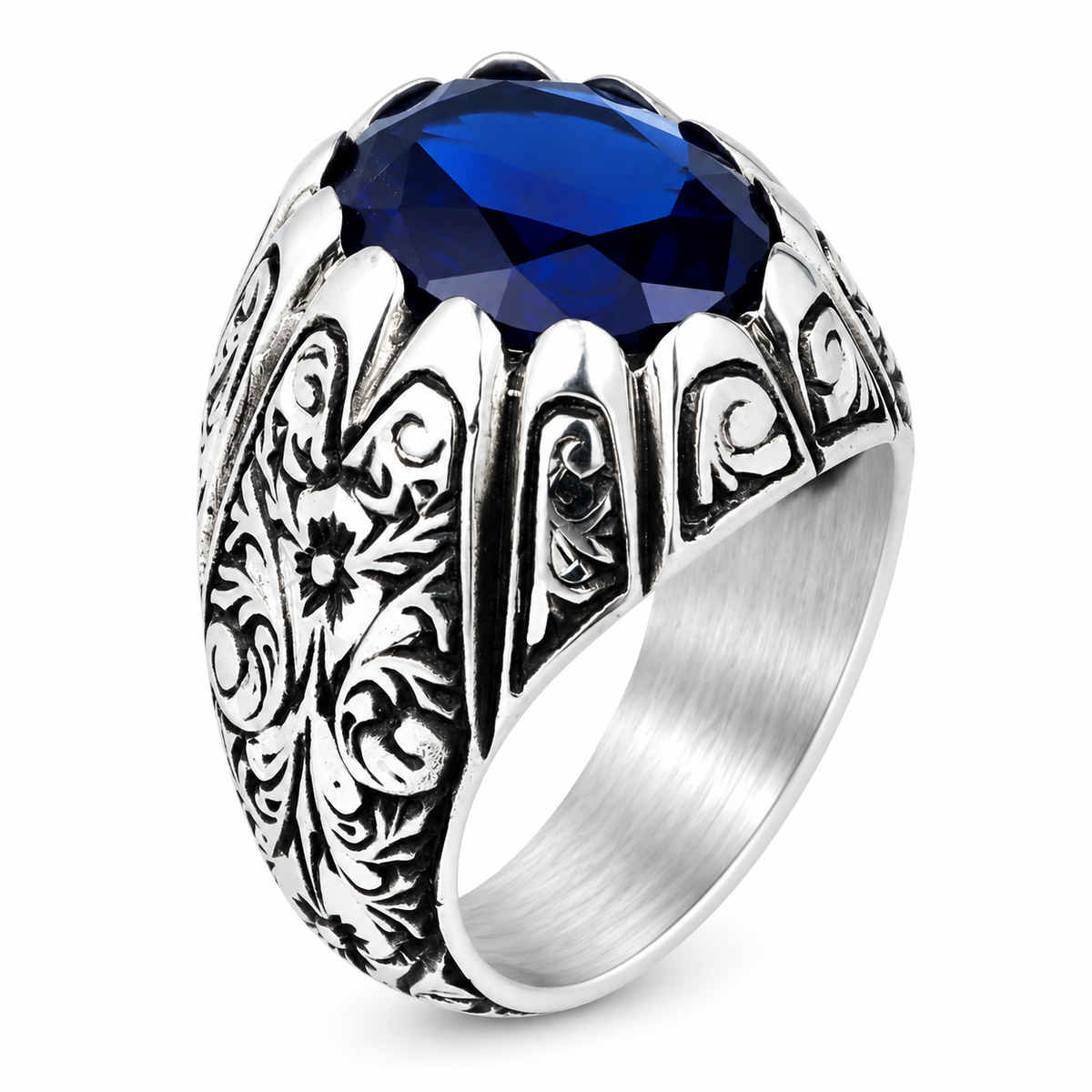 925 Sterling Silver Sapphire Ring for Men – Vintage Ottoman Style