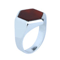 925 Silver Classic Red Agate Ring, Hexagon Red Carnelian Gemstone Ring, Men Signet Handmade Ring, 925k Sterling Silver, Gift For Men