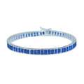 925 Silver Sapphire Gemstone Bracelet, Baguette Elegant Sapphire Bracelet, Men Blue Bracelet
