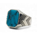 925 Men Sterling Silver Square Turquoise Ring