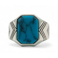 925 Men Sterling Silver Square Turquoise Ring
