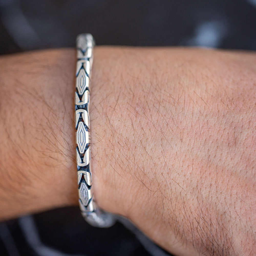 Men Silver Thick Viking Chain Bracelet