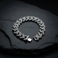 Solid Silver Iced Out Moissanite Miami Cuban Link Bracelet