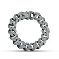 Solid Silver Iced Out Moissanite Miami Cuban Link Bracelet