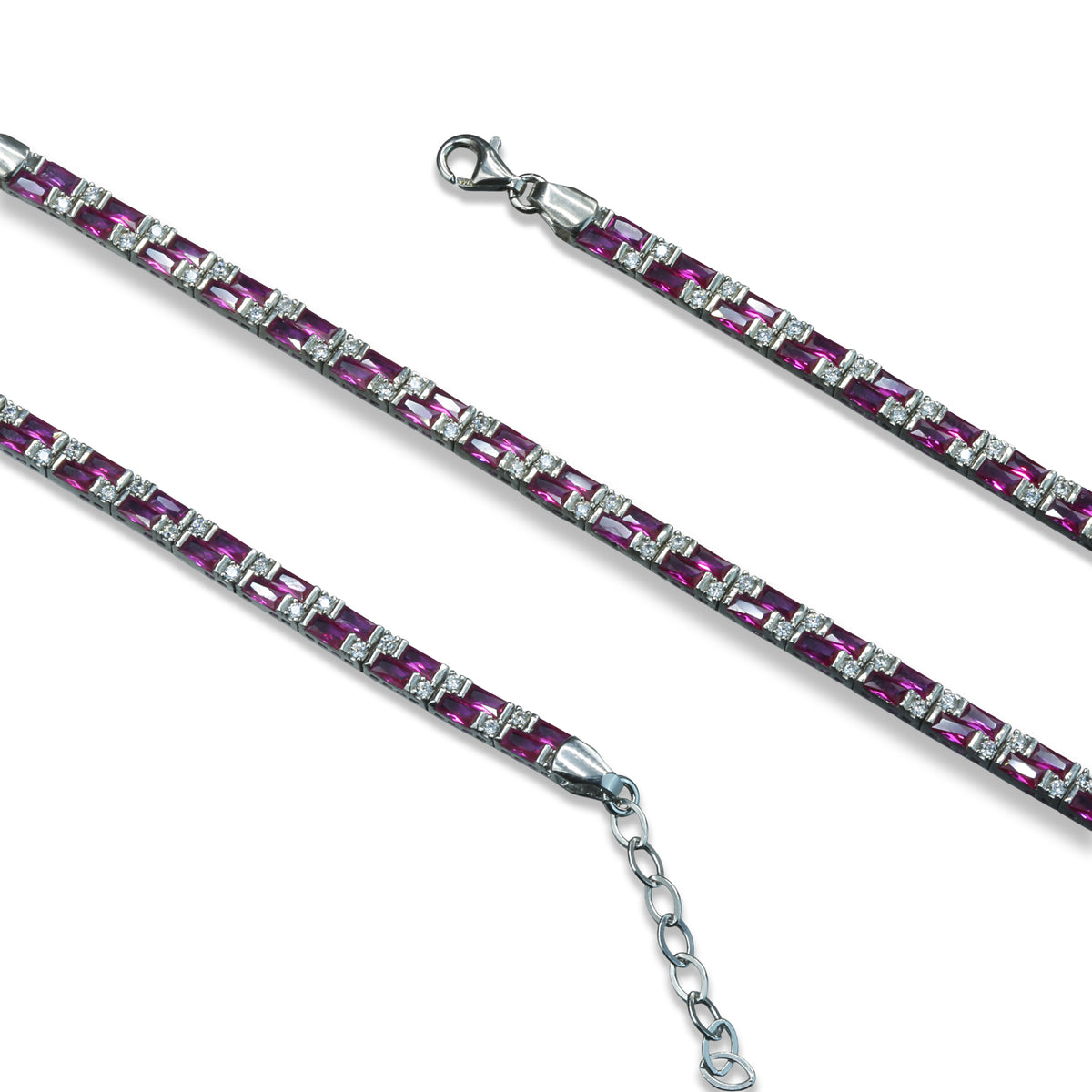 Handmade 925 Sterling Silver Men's Bracelet with Natural Red Garnet - Luxury Ruby Red Gemstone Link Chain - Unique Gift for Men