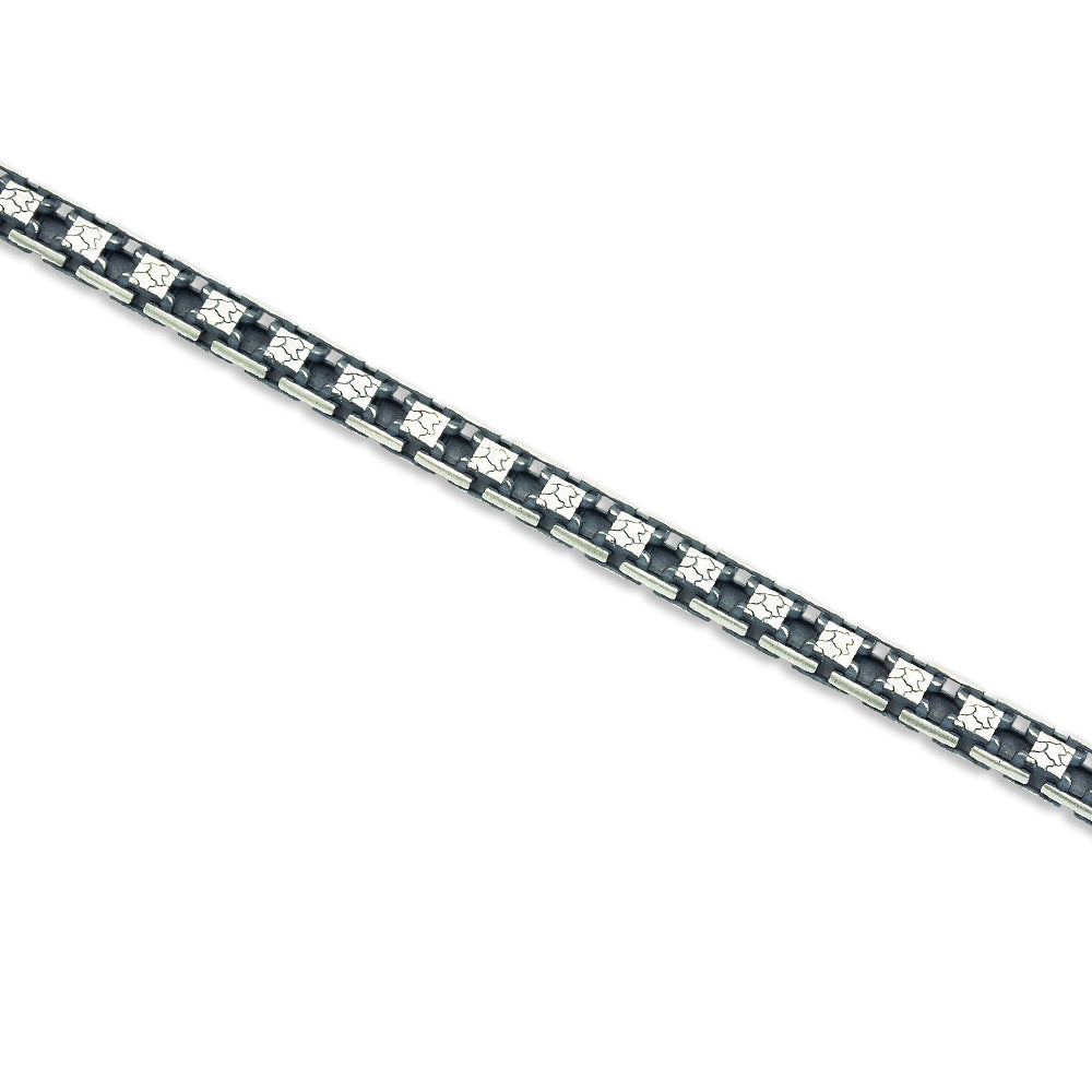 925 Sterling Silver Men Heavy Engraved Chain Bracelet