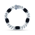 925 Sterling Silver Curb Chain Square Onyx Gemstone Bracelet