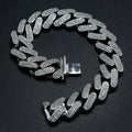 Solid Silver Iced Out Moissanite Miami Cuban Link Bracelet