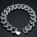 Solid Silver Iced Out Moissanite Miami Cuban Link Bracelet