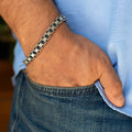 Pulsera de cadena gruesa grabada para hombre en plata de ley 925