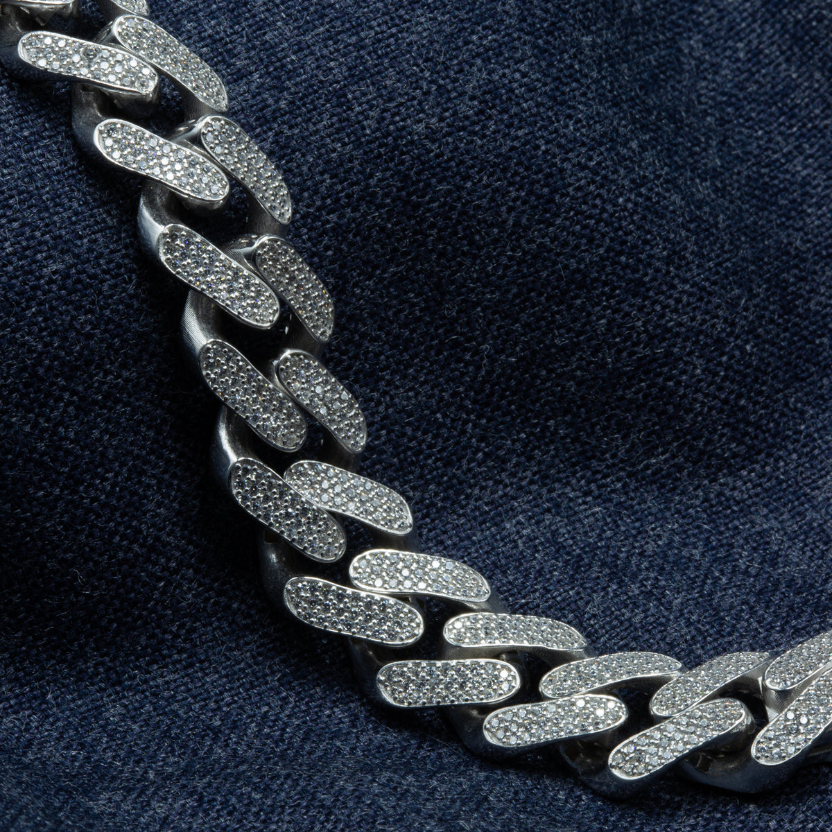 Solid Silver Iced Out Moissanite Miami Cuban Link Bracelet