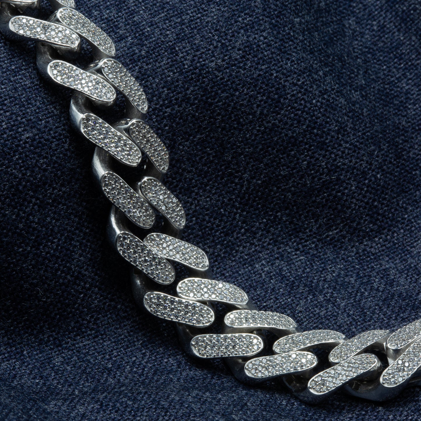 Solid Silver Iced Out Moissanite Miami Cuban Link Bracelet