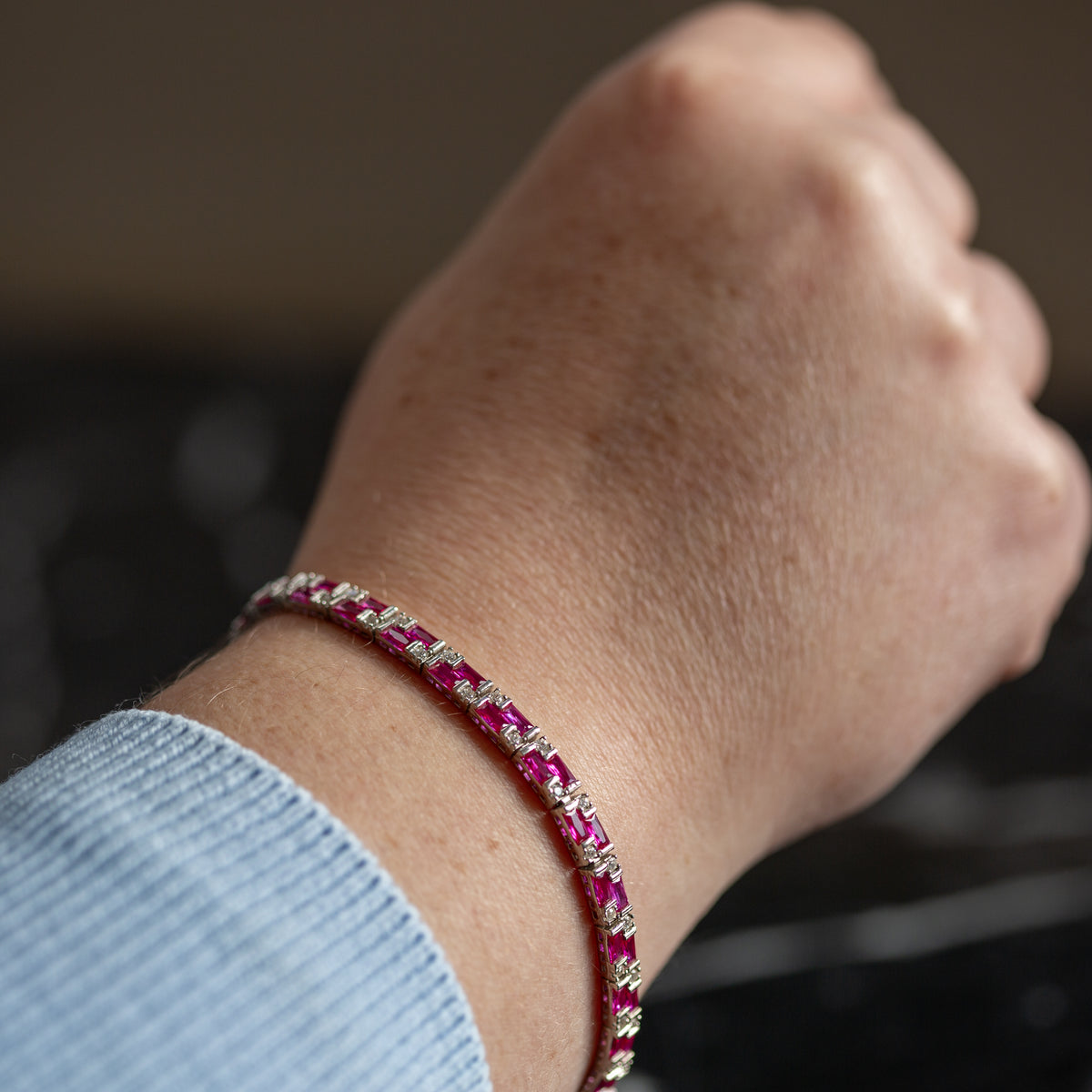 Handmade 925 Sterling Silver Men's Bracelet with Natural Red Garnet - Luxury Ruby Red Gemstone Link Chain - Unique Gift for Men