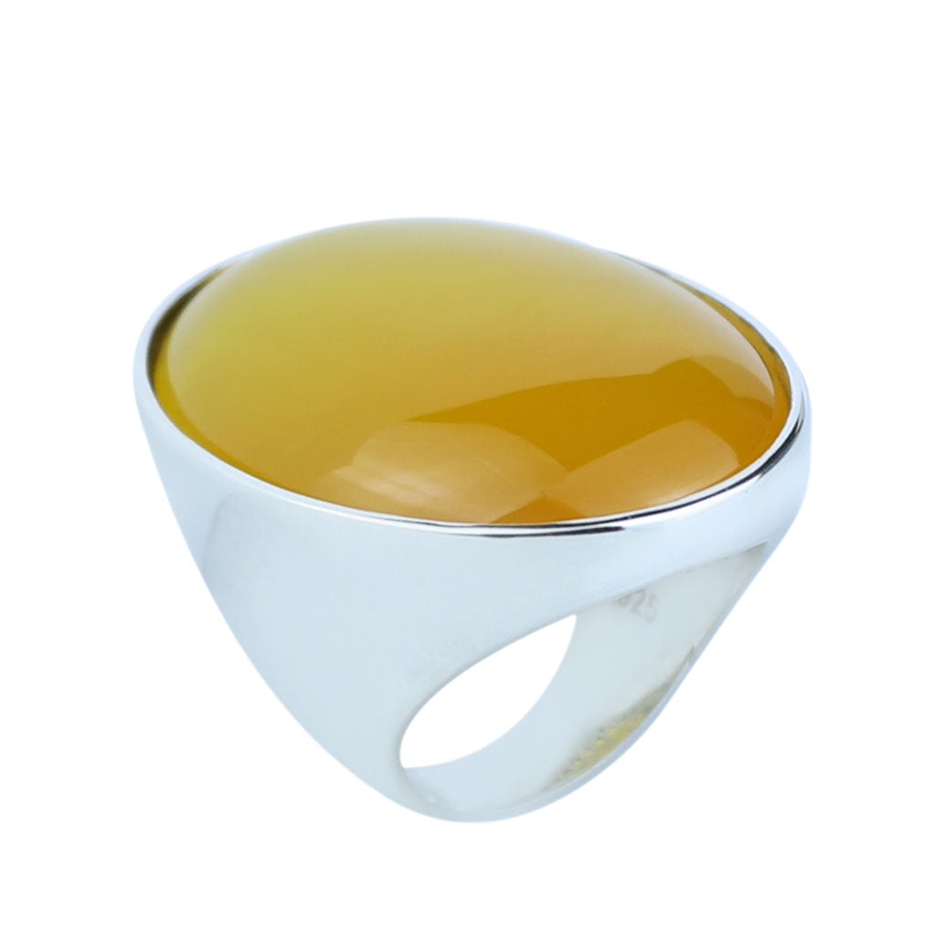 925 Silver Handmade Large Agate Ring, Natural Aqeeq Gemstone Ring , Genuine Yellow Agate Men Vintage Ring, Father Day Gift, 925k Silver