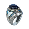 Silver Blue Tiger Eye Stone Ring, 925 Handmade Tiger Eye Gemstone Ring, Handmade Sterling Silver Ring