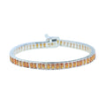 925 Silver Garnet Gemstone Bracelet, Elegant Square Ruby Tennis Bracelet, Mens Ruby Link Chain