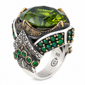 925 Sterling Silver Peridot Ring for Men – Vintage Ottoman Style