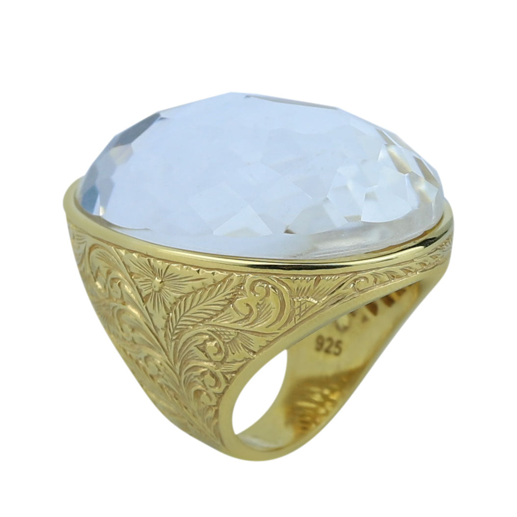 Men 18K Gold Ice Out Diamond Ring, Large Engraved Gemstone Mens Ring, Diamond Ottoman Men Ring, Gift For Men, 925 Sterling Silver