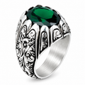925 Sterling Silver Green Emerald Ring – Vintage Handmade Style