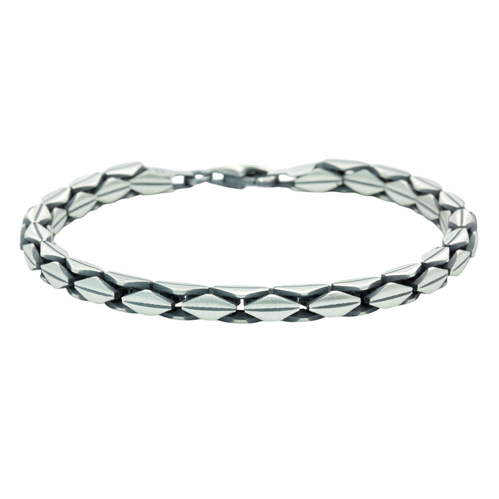 Pulsera de eslabones de cadena de serpiente de plata para hombre