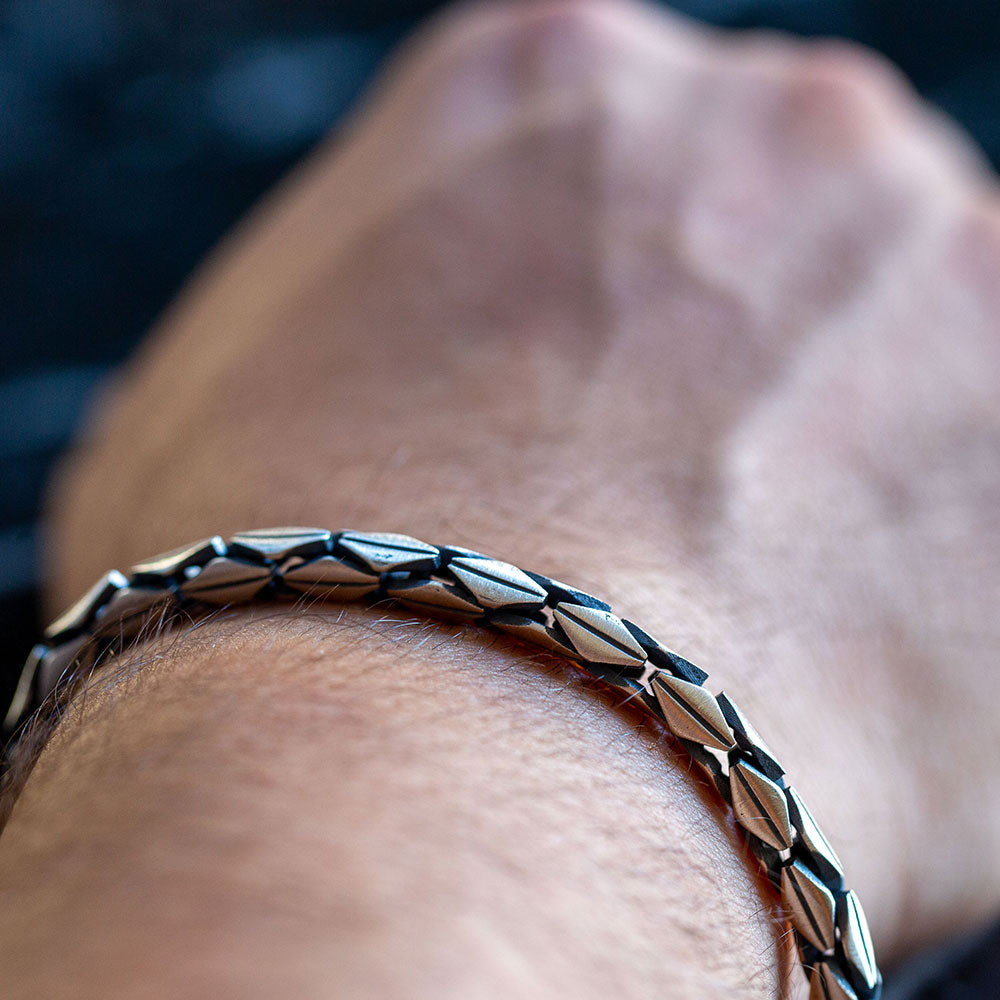 Men Silver Snake Chain Link Bracelet