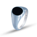 Men Silver Minimal Classic Onyx Signet Ring