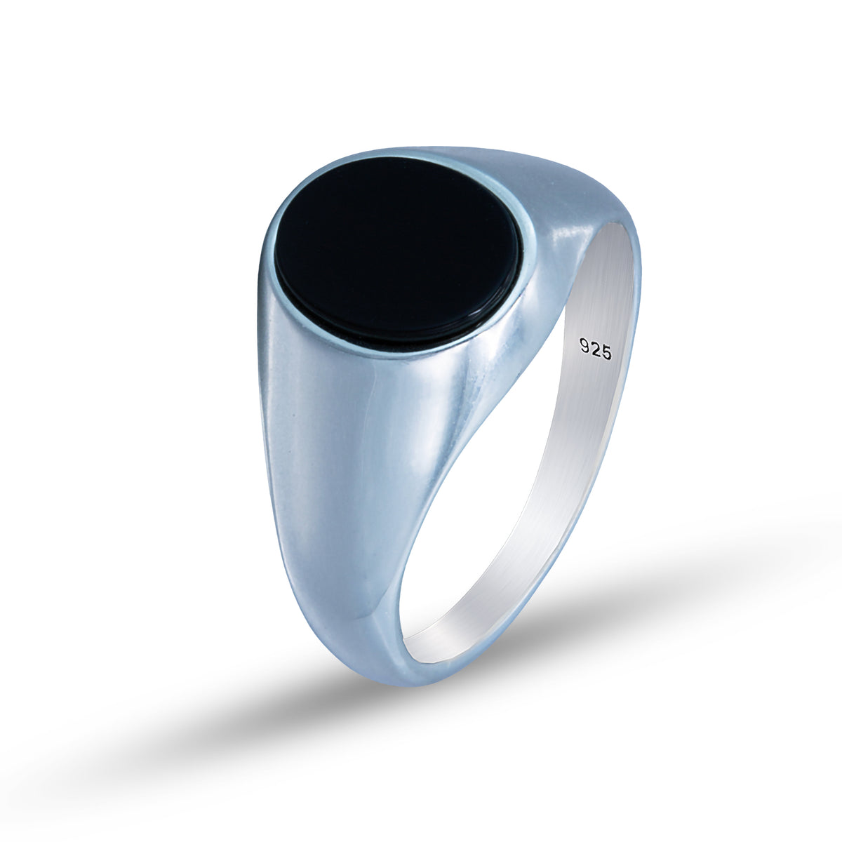 Men Silver Minimal Classic Onyx Signet Ring