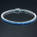 Silver Aquamarine Tennis Bracelet for Men - Luxury Blue Stone Jewelry - Elegant 925 Sterling