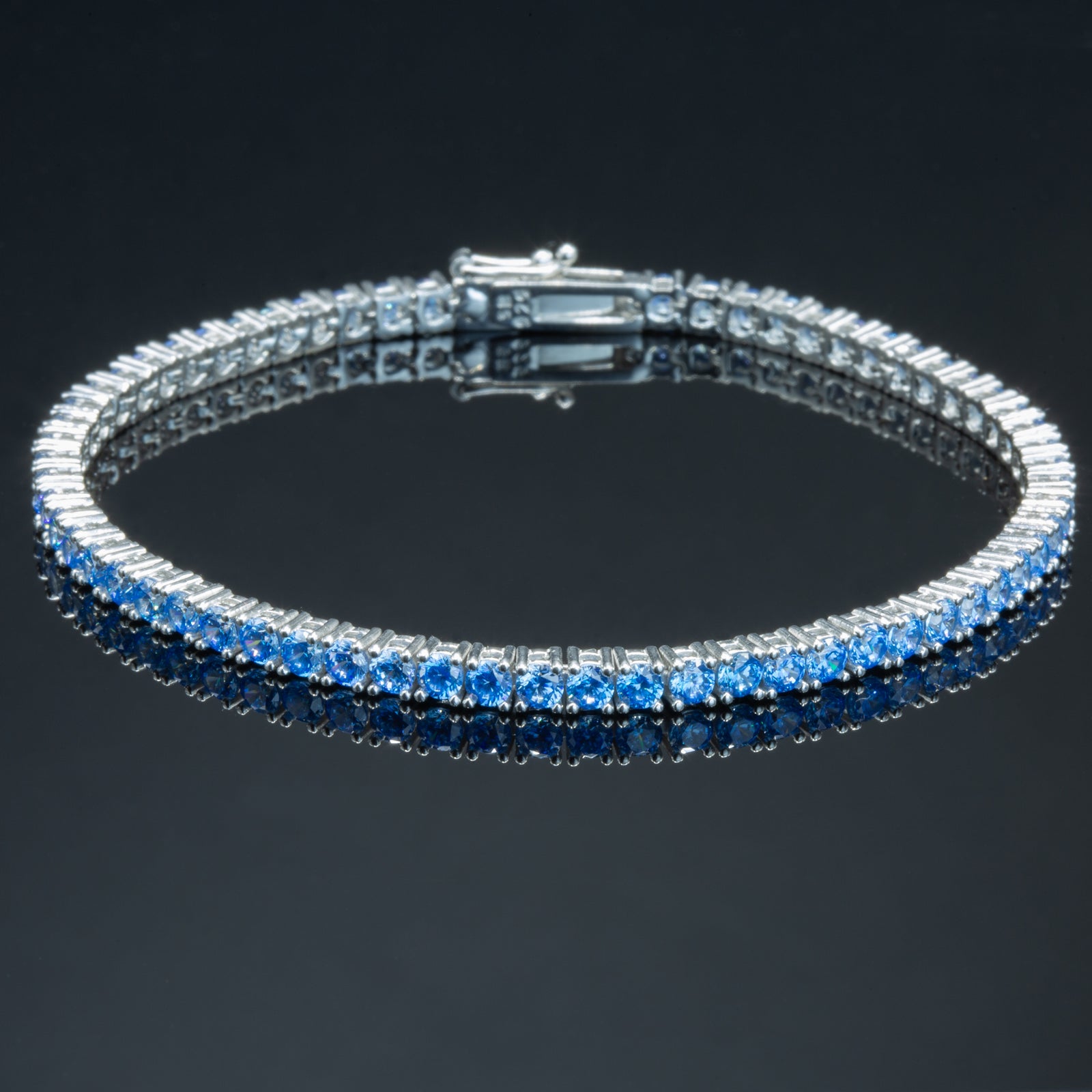 Silver Aquamarine Tennis Bracelet for Men - Luxury Blue Stone Jewelry - Elegant 925 Sterling