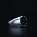 Men Silver Minimal Classic Onyx Signet Ring